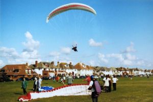 Paragliders at Barton-on-Sea in about 2000