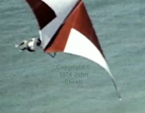 Chuck Slusarczyk chucked about by turbulence in a hang glider in 1974
