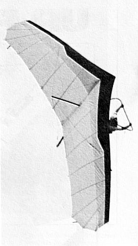 Seagull Sierra hang glider in flight in 1980 by Don Whitmore