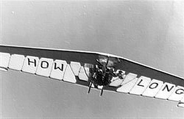Howard Long in the prototype Mitchell Wing hang glider